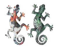 Kisangel Décoration Murale Gecko En Métal 2 Pièces Pour Intérieur Et Extérieur, Ornement En Fer Artisanal, Design Réaliste Naturel, Accessoire Mural Original Pour Jardin Et Maison