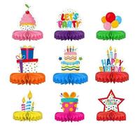 Kisangel Ensemble de 9 Boules de Papier de Soie colorées en nid d'abeille pour Anniversaire - Centres de Table Arc-en-Ciel pour fêtes d'enfants à la Maison