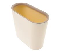 Kisangel Grosse Poubelle en Plastique Beige sans Couvercle pour Salle de Bain et Maison, Design Élégant Anneau Presse, Facile à Nettoyer et Empêche le Glissement du Paquet Poubelle