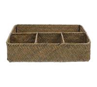Kisangel Jonc Panier de Rangement Tressé, Style Ferme Chic, Compartimenté | Rangement de Petits Objets de Bureau, Aspect Artisanal, Usage Table, pour Intérieur Sobre et Organisé