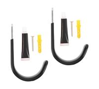 Kisangel Lot de 2 Crochets de Suspension pour Perche de Sauvetage de Piscine - Support de bouée de Sauvetage en Acier Inoxydable Noir pour l'organisation du matériel de sécurité de Piscine en