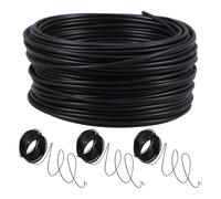 Kisangel Lot de 4 attaches torsadées galvanisées et revêtues de PVC - Fil de ligature noir flexible, à couper à la longueur souhaitée, pour le support des plantes en serre et l'organisation