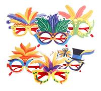 Kisangel Lunettes de Carnaval 6pcs en Plastique et Feutre Plumage Colorées Décoration Festive pour Fêtes Costumées et Événements Amusants