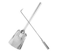 Kisangel Outils de Cheminée Pelle et Tisonnier en Acier 45 pour Gestion et Nettoyage du Feu, Ensemble 2 Pièces Argenté pour Usage Intérieur et Extérieur