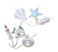 Kisangel Porte-clés mural décoratif 6PCS motif méditerranéen étoile de mer poisson phare hippocampe coquille Saint- conque en fer pour balcon et bureau