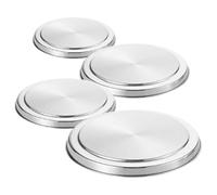 Kisangel Protections pour Cuisinière Électrique en Acier Inoxydable, Lot de 4 Couvercles Ronds Argentés, 2 Grandes et 2 Petites Tailles, Compatibles Brûleurs de Plaques à Gaz, Protection