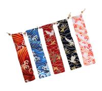 Kisangel Sacs à Couverts à Cordon Japonais 5pcs en Tissu Compact pour Baguettes et Cuillères Pochette Portable pour Pique- et Fête
