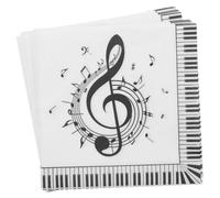 Kisangel Serviettes Jetables Papier 60pcs 6.5x6.5 Pouces Design Notes de Musique pour Fête Mariage Cocktail Absorbantes