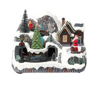 Kisangel Village de Noël illuminé enneigé, décorations pour la Maison | Décorations hivernales Père Noël, train miniature de Noël en mouvement avec musique, idéal pour décorer votre maison ou offri