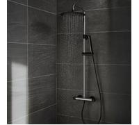 Kissy colonne de douche thermostatique façon inox et noire Essebagno