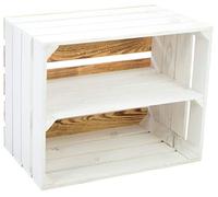 Kistenkolli Altes Land Paula Caisse en bois Blanc avec fond flammé 50 x 40 x 30 cm Boîte de rangement Caisse à pommes Étagère à chaussures Étagère bibliothèque Armoire Blanc Longueur