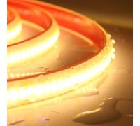 KISUFU 220V COB Ruban LED, IP65 Étanche Flexible LED bande lumineuse, 288LEDs/m Colle double face light strip pour Noël, Fête, Chambre, Cuisine, Décoration.Blanc chaud,3M