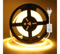 KISUFU 220V Dimmable Ruban LED COB, 240 LEDs/m Colle transparente double face IP65 Imperméable LED Chambre Bande Lumineuse Flexible 10cm Cuttable Light Strip pour Chambre, Jardin, Plafond Décoration.