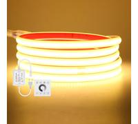 KISUFU 220V Ruban LED COB, Bandeau LED Dimmable, Flexible 288 LEDs/m IP65 Etanche Colle double face Lumineuse Bandeau Light Strip avec Variateur tactile RF 750w pour Chantier, Chambre.