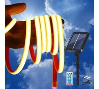 KISUFU 24V Bande LED lumineuse solaire Extérieur, 320 LEDs/m IP68 Étanche Auto-adhésive 1200mah Solar Powered Ruban LED Light Strip avec télécommande et 8 modes pour porche, décoration de jardin.