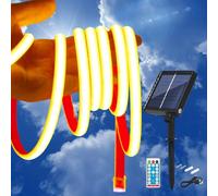 KISUFU 24V Bande LED lumineuse solaire Extérieur, 320 LEDs/m IP68 Étanche Auto-adhésive 1200mah Solar Powered Ruban LED Light Strip avec télécommande et 8 modes pour porche, décoration de jardin.