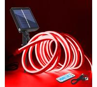 KISUFU 24V Neon Ruban Led avec Contrôleur de panneau solaire, SMD 2835 120 Leds/m Bande lumineux néon, Énergie solaire flexible IP67 Etanche Silicone Néon Light Strip pour Extérieur Déco.