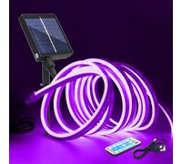 KISUFU 24V Neon Ruban Led avec Contrôleur de panneau solaire, SMD 2835 120 Leds/m Bande lumineux néon, Énergie solaire flexible IP67 Etanche Silicone Néon Light Strip pour Extérieur Déco.