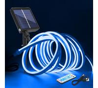 KISUFU 24V Neon Ruban Led avec Contrôleur de panneau solaire, SMD 2835 120 Leds/m Bande lumineux néon, Énergie solaire flexible IP67 Etanche Silicone Néon Light Strip pour Extérieur Déco.