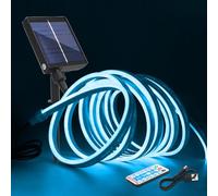KISUFU 24V Neon Ruban Led avec Contrôleur de panneau solaire, SMD 2835 120 Leds/m Bande lumineux néon, Énergie solaire flexible IP67 Etanche Silicone Néon Light Strip pour Extérieur Déco.