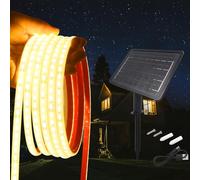 KISUFU 24V Ruban LED Solaire Extérieur, 2835 120 LEDs/m IP68 Étanche Lumineuse Solaires Bandeau LED Light Strip avec 8 Modes 1200W Panneau solaire encastré au sol mural pour Jardin Terrasse Noël.