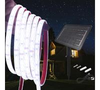 KISUFU 24V Ruban LED Solaire Extérieur, 2835 120 LEDs/m IP68 Étanche Lumineuse Solaires Bandeau LED Light Strip avec 8 Modes 1200W Panneau solaire encastré au sol mural pour Jardin Terrasse Noël.