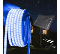KISUFU 24V Ruban LED Solaire Extérieur, 2835 120 LEDs/m IP68 Étanche Lumineuse Solaires Bandeau LED Light Strip avec 8 Modes 2400W Panneau solaire encastré au sol mural pour Jardin Terrasse Noël.