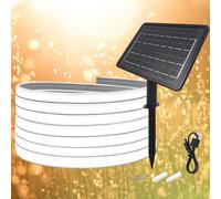 KISUFU 24V Solaire COB Ruban LED Neon, Double face lumineuse 320 LEDs/m IP67 Étanche Bande Lumineuse Light Strip Avec 1200mah 8 modes Solaire à LEDs Panneau Pour jardin, piscine décoration.