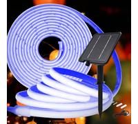 KISUFU 24V Solaire Rubans à LED Neon Light, IP68 Étanche 320 LEDs/m Bandes LED avec 2400mah 8 Modes Panneau solaire avec insertion terrestre Lumineuse pour Maison Jardin Mariage Fête Noël.