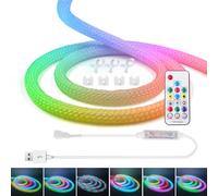 KISUFU Bande LED néon ronde WS2812B - Adressable individuellement - 3 m - 5 V - Changement de couleur - 360° RVB IP67 - Pour mariage, Noël, décoration d'intérieur