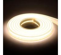KISUFU DC 220V COB flexible LED bande lumineuse ip65 imperméable à l'eau super lumineux dimmable LED bande lumineuse haute luminosité 360 LED/M LED avec cordon d'alimentation. 9m, Blanc naturel.