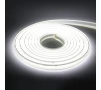 KISUFU DC 220V COB flexible LED bande lumineuse ip65 imperméable à l'eau super lumineux dimmable LED bande lumineuse haute luminosité 360 LED/M LED avec cordon d'alimentation. 1m, Blanc.
