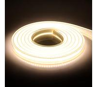 KISUFU DC 220V COB flexible LED bande lumineuse ip65 imperméable à l'eau super lumineux dimmable LED bande lumineuse haute luminosité 360 LED/M LED avec cordon d'alimentation. 3m, Blanc naturel.