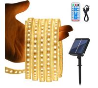 KISUFU Énergie solaire 12V Ruban Led, 2835 120LEDs/m Etanche ip67 LED bande lumière lumineux avec 3W USB rechargeable télécommande plug in Contrôleur solaire pour Extérieur Décoration