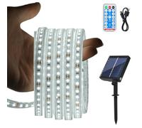 KISUFU Énergie solaire 12V Ruban Led, 2835 120LEDs/m Etanche ip67 LED bande lumière lumineux avec 3W USB rechargeable télécommande plug in Contrôleur solaire pour Extérieur Décoration