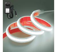 KISUFU Ruban LED COB 24 V 320 LED/M DC - IP68 - Étanche - Super lumineux - Avec bloc d'alimentation pour intérieur et extérieur - Décoration de la maison
