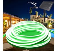 KISUFU Ruban LED Neon Solaire Extérieur, 24V 2535 120 LEDs/m IP65 Étanche néon Bande LED avec 1.3W 1200mah 8 Modes Contrôleur de boîte de batterie solaire pour Arbres de Jardin Noël.