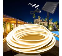 KISUFU Ruban LED Neon Solaire Extérieur, 24V 2535 120 LEDs/m IP65 Étanche néon Bande LED avec 1.3W 1200mah 8 Modes Contrôleur de boîte de batterie solaire pour Arbres de Jardin Noël.