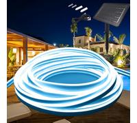 KISUFU Ruban LED Neon Solaire Extérieur, 24V 2535 120 LEDs/m IP65 Étanche néon Bande LED avec 1.3W 1200mah 8 Modes Contrôleur de boîte de batterie solaire pour Arbres de Jardin Noël.
