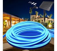 KISUFU Ruban LED Neon Solaire Extérieur, 24V 2535 120 LEDs/m IP65 Étanche néon Bande LED avec 2.8W 2400mah 8 Modes Contrôleur de boîte de batterie solaire pour Arbres de Jardin Noël.