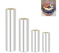 Kiswleon 4 Rodoide Transparent Patisserie(20 cm + 15 cm + 10 cm + 8 cm) x 10 m - Pour Décoration De Gâteau Au chocolat, Film Protecteur Pour Les Bordures De Gâteaux,Gâteau en Mousse, Dessert