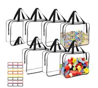 Kiswleon Lot de 7 sacs de rangement pour jouets avec poignée et fermetures éclair, sacs de rangement en PVC transparent, 30 x 21,8 x 9,9 cm, organiseur de rangement de jouets, sac fourre-tout