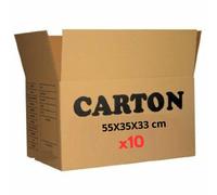 Kit 10 Cartons Déménagement Taille L | Caisse Américaine 55 X 35 X 33 cm | Produits Légers à Mi Lourds - Jusqu'à 20 KGS | 1 Rouleau Scotch Kraft Offert | Vêtements, Linge, Livres, Objets Non Fragiles