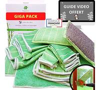 Kit 10 Chiffon Bambou Microfibre XXL pour Vitre | Lingette, Lavette et Torchons Magique Revolutionnaire sans Traces | Eponge, Essuie Tout Original Reutilisable Lavable | Mousseline Menage Brillant