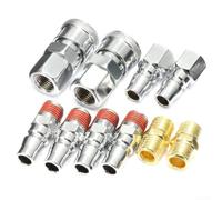 Kit 10 Raccord Rapide Air 1/4" pour bsp Acier Kit 10 Raccord | Acier trempé, finition nickelée, anti-rouille, kit complet 10 , usage industriel