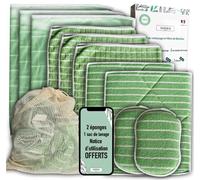 Kit 11 Chiffons Bambou Microfibres XXL Éponges Lavables + Sac Offerts QUALITÉ PREMIUM Lavettes