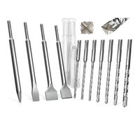 Kit 11 Forets SDS Plus Avec Mèches Carbure Et Burins Accessoires Pour Perforateur Avec Coffret