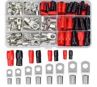 Kit 120 cosses à sertir annulaires SC (4,6,8,10 AWG) + 60 manchons isolants rouge/noir pour batterie