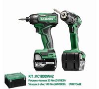 Kit 18V HIKOKI Perceuse DS18DD + Visseuse WH18DD + 2 Batteries 5Ah - KC18DDWAZ