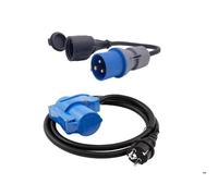 Kit 2 Adaptateurs Fiche CEE (16 A) a Prise Schuko - CEE / Schuko Femelle Camping-car Caravane Roulotte de Chantier